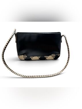 Etienne Aigner Genuine Leather Black Woven Shoulder Bag Purse NWOT